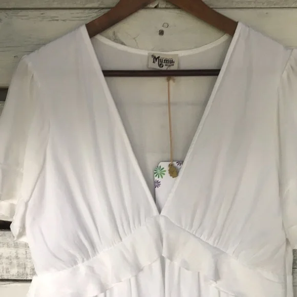 Show Me Your Mumu NWT Virginia Mini Dress White Speckle Dots Flowy - Picture 5 of 13